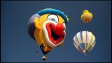 Three hot air balloons