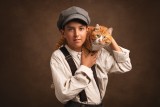Boy with a ginger cat